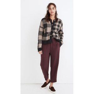 Madewell Women's Tapered Huston Pull On Crop Pants In Dark Fig Large MSRP $85